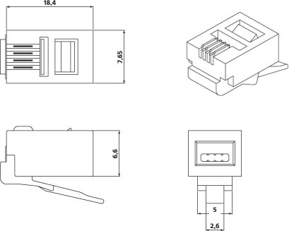 Коннектор Hyperline PLUG-4P4C-P-C2-100 (упак.:100шт) 100м прозрачный