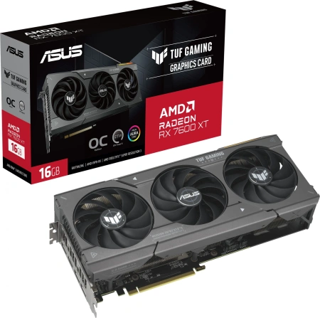 Видеокарта Asus PCI-E 4.0 TUF-RX7600XT-O16G-GAMING AMD Radeon RX 7600XT 16Gb 128bit GDDR6 2539/18000 HDMIx1 DPx3 HDCP Ret