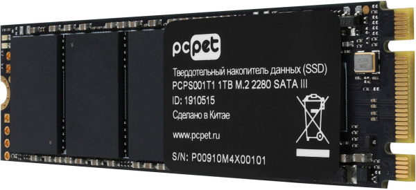 Накопитель SSD PC Pet SATA III 1Tb PCPS001T1 M.2 2280 OEM