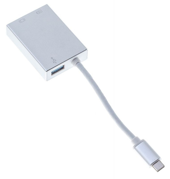 Адаптер Buro BHP USB Type-C (m) USB Type-C (f) miniDisplayPort (f) 0.1м серебристый