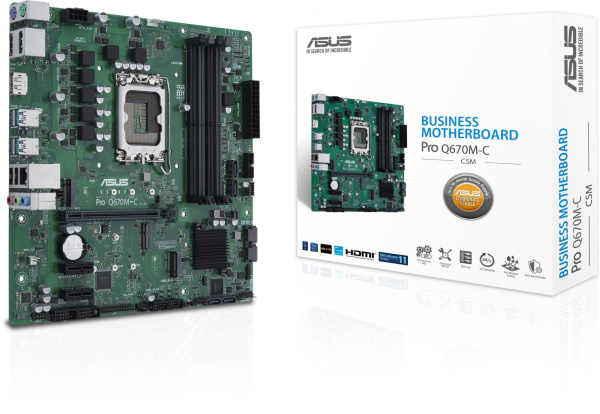 Материнская плата Asus PRO Q670M-C-CSM Soc-1700 Intel Q670 4xDDR5 mATX AC`97 8ch(7.1) GbLAN RAID+HDMI+DP