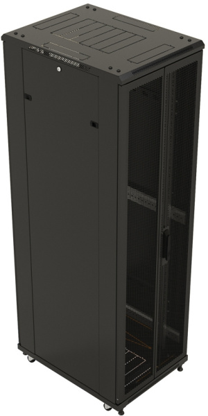 Шкаф коммутационный Hyperline (TTB-1866-DD-RAL9004) напольный 18U 600x600мм пер.дв.перфор.2ств. задн.дв.перфор. 800кг черный 510мм 988мм IP20 сталь