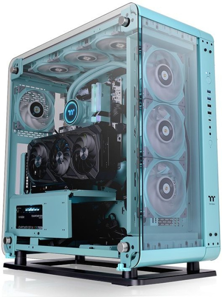 Корпус Thermaltake Core P6 TG Turquoise бирюзовый без БП ATX 10x120mm 6x140mm 2xUSB2.0 2xUSB3.0 audio bott PSU