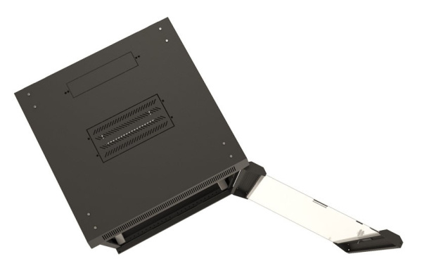 Шкаф серверный Hyperline (TWB-1566-GP-RAL9004) настенный 15U 600x600мм пер.дв.стекл 2 бок.пан. 60кг черный IP20 сталь