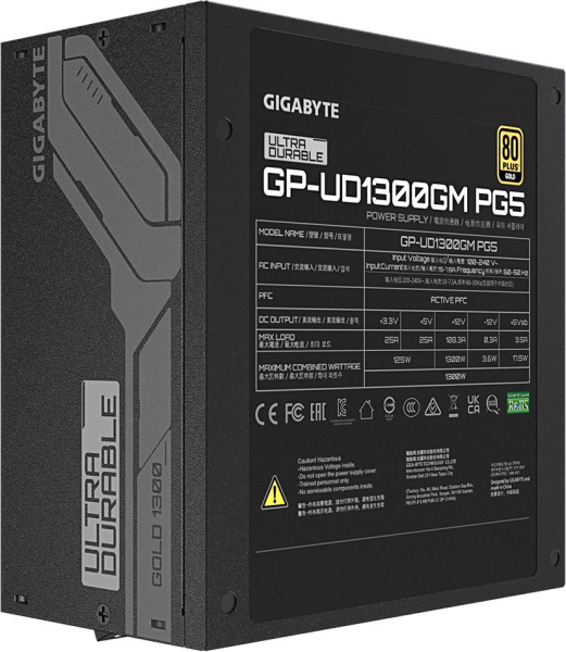 Блок питания Gigabyte ATX 1300W GP-UD1300GM PG5 Gen.5 80+ gold (24+4+4pin) APFC 120mm fan 8xSATA Cab Manag RTL
