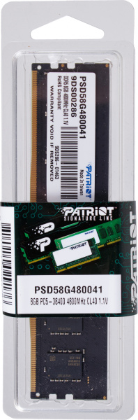 Память DDR5 8Gb 4800MHz Patriot PSD58G480041 Signature RTL PC5-38400 CL40 DIMM ECC 288-pin 1.1В single rank Ret