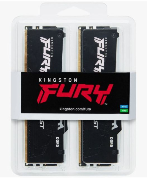 Память DDR5 2x16GB 6000MHz Kingston KF560C36BBEAK2-32 Fury Beast Black RGB RTL Gaming PC5-48000 CL36 DIMM 288-pin 1.35В single rank с радиатором Ret