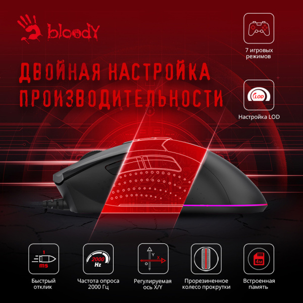 Мышь A4Tech Bloody ES9 Pro черный оптическая (16000dpi) USB (8but)