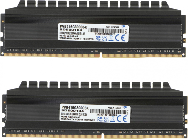 Память DDR4 2x8Gb 3000MHz Patriot PVB416G300C6K Viper 4 Blackout RTL PC4-24000 CL16 DIMM 288-pin 1.35В dual rank