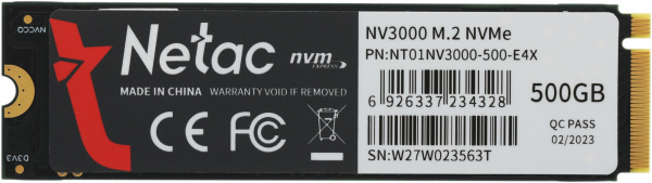 Накопитель SSD Netac PCI-E 3.0 x4 500Gb NT01NV3000-500-E4X NV3000 M.2 2280