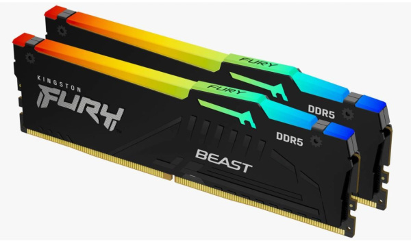 Память DDR5 2x16GB 6000MHz Kingston KF560C36BBEAK2-32 Fury Beast Black RGB RTL Gaming PC5-48000 CL36 DIMM 288-pin 1.35В single rank с радиатором Ret