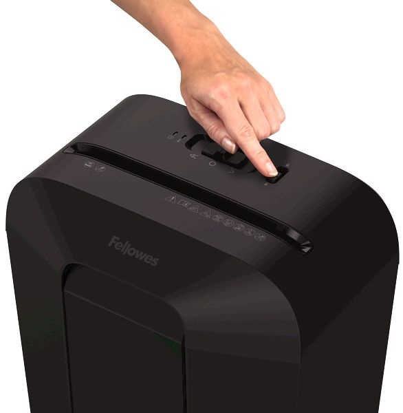 Шредер Fellowes PowerShred LX41 черный (секр.P-4) перекрестный 8лист. 17лтр. скрепки скобы пл.карты