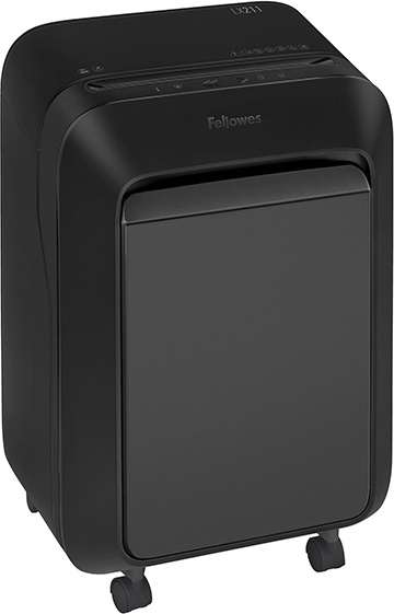 Шредер Fellowes PowerShred LX211 черный (секр.P-5) перекрестный 15лист. 23лтр. скрепки скобы пл.карты