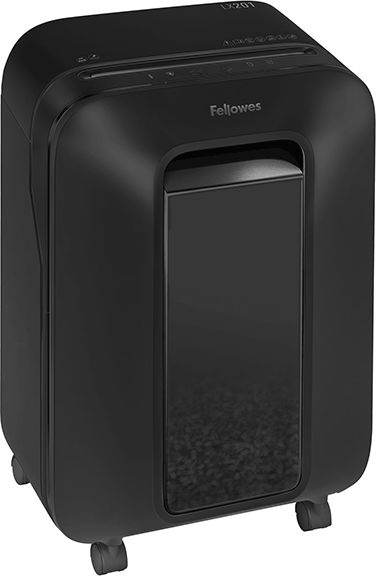 Шредер Fellowes PowerShred LX201 черный (секр.P-5) перекрестный 12лист. 22лтр. скрепки скобы пл.карты