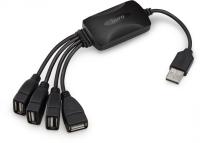 Разветвитель USB 2.0 Buro BU-HUB4-0.3-U2.0-Splitter 4порт. черный