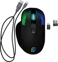 Мышь Оклик 636LWC черный оптическая (1600dpi) беспроводная USB/USB-C для ноутбука (6but)