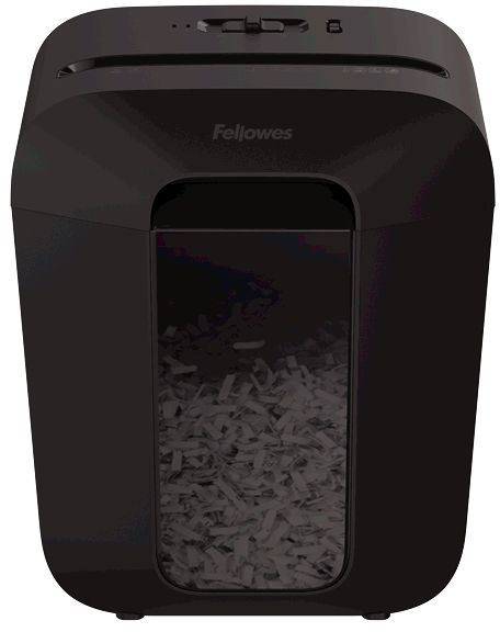 Шредер Fellowes PowerShred LX45 черный (секр.P-4) перекрестный 8лист. 17лтр. скрепки скобы пл.карты