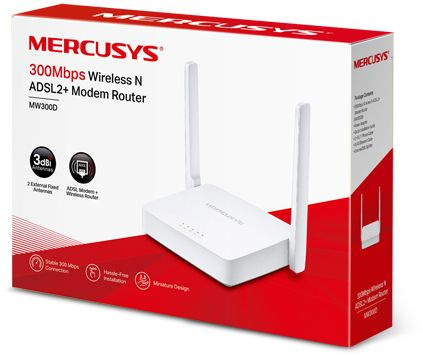 Роутер беспроводной Mercusys MW300D N300 10/100BASE-TX/ADSL белый