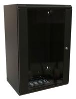 Шкаф коммутационный WRline (WR-TW-1866-GP-RAL9004) настенный 18U 600x600мм пер.дв.стекл 2 бок.пан. 60кг черный 520мм 908мм IP20 сталь