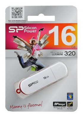 Флеш Диск Silicon Power 16Gb LuxMini 320 SP016GBUF2320V1W USB2.0 белый