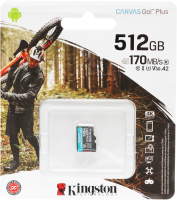 Флеш карта microSDXC 512GB Kingston SDCG3/512GBSP Canvas Go! Plus w/o adapter