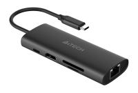 Разветвитель USB-C A4Tech DST-80C 2порт. серый