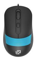 Мышь Оклик 310M черный/синий оптическая (2400dpi) USB для ноутбука (3but)