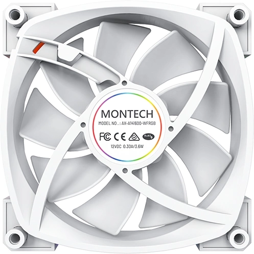 Вентилятор для корпуса Montech AX140 ARGB 140х140x25 белый 4-pin 27.9дБ (AX140 PWM WHITE) Ret