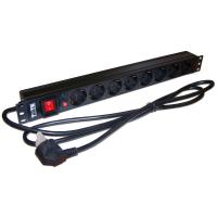 Блок распределения питания Lanmaster TWT-PDU19-16A8P-1.8 гор.размещ. 8xSchuko базовые 16A Schuko 1.8м