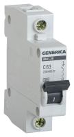 Выключатель автоматический IEK Generica MVA25-1-063-C 63A тип C 4.5kA 1П 230В 1мод серый (упак.:1шт)