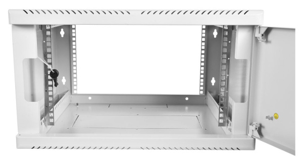 Шкаф коммутационный ЦМО (ШРН-6.650.1) настенный 6U 600x650мм пер.дв.стал.лист металл несъемн.бок.пан. 200кг серый 19кг 180град. 346мм