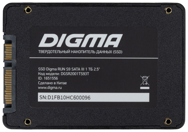 Накопитель SSD Digma SATA III 1Tb DGSR2001TS93T Run S9 2.5"