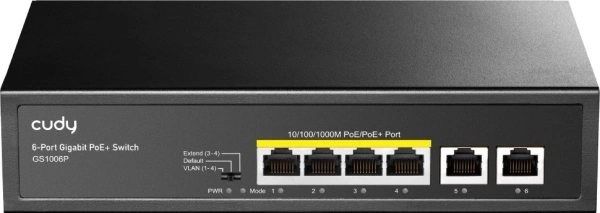 Коммутатор Cudy GS1006P (L2) 6x1Гбит/с 6PoE+ неуправляемый