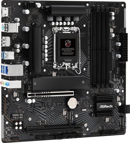 Материнская плата Asrock B760M PG LIGHTNING Soc-1700 Intel B760 4xDDR5 mATX AC`97 8ch(7.1) 2.5Gg RAID+HDMI+DP