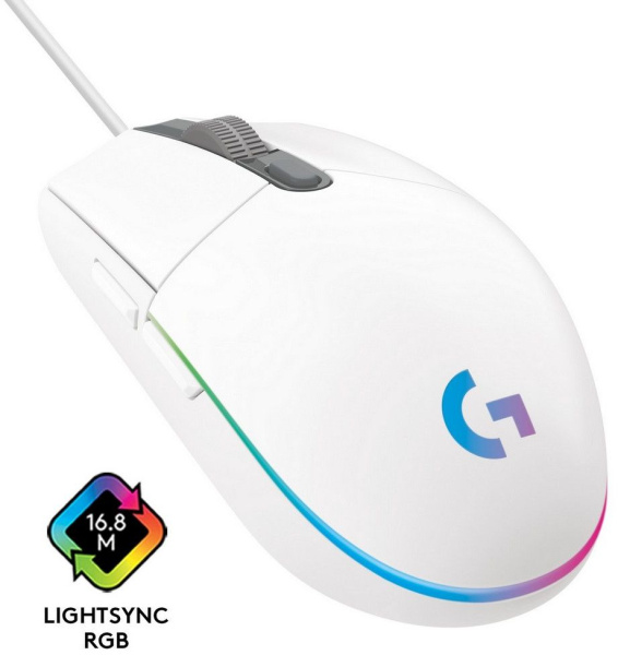 Мышь Logitech G102 LightSync белый оптическая 8000dpi USB 5but (910-005809)