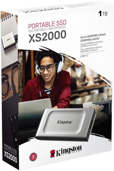 Накопитель SSD Kingston USB 3.2 1TB SXS2000/1000G XS2000 1.8" серый