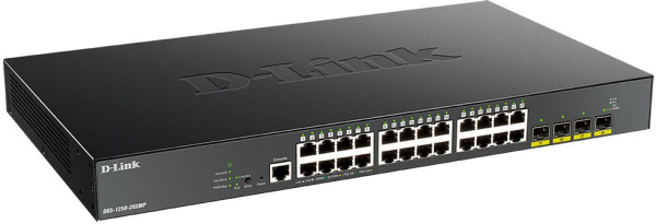 Коммутатор D-Link DGS-1250-28XMP/A1A 24x1Гбит/с 4SFP+ 24PoE 370W управляемый