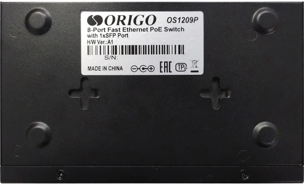 Коммутатор Origo OS1209P/80W OS1209P/80W/A1A (L2) 8x100Мбит/с 1SFP 8PoE 80W неуправляемый