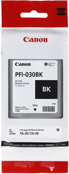 Картридж струйный Canon PFI-030BK 3489C001АА черный (55мл) для Canon imagePROGRAF TA-20, TA-30, TM-240, TM-340.