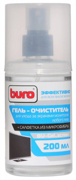 Чистящий набор (салфетки + гель) Buro BU-Gel_screen для экранов и оптики 200мл