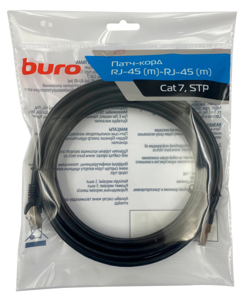 Патч-корд Buro STP 4 пары cat7 CCA molded 5м черный RJ-45 (m)-RJ-45 (m)