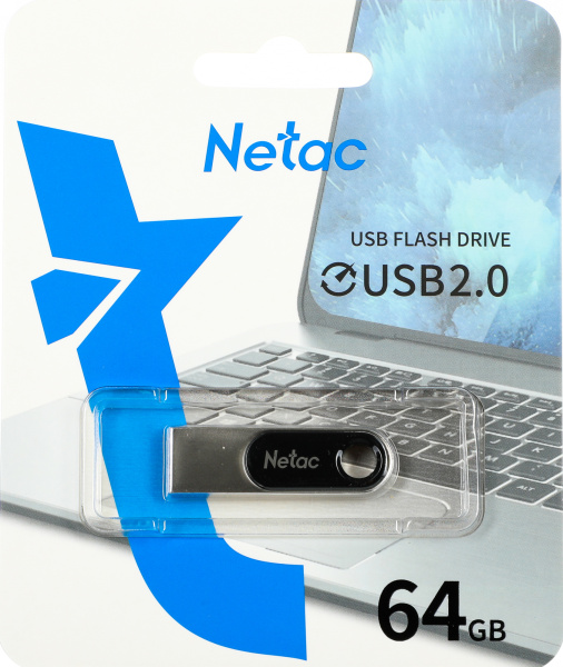 Флеш Диск Netac 64Gb U278 NT03U278N-064G-20PN USB2.0 серебристый