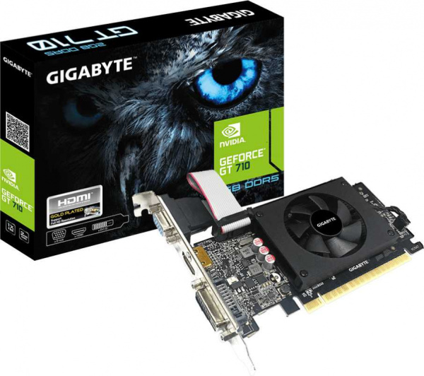 Видеокарта Gigabyte PCI-E GV-N710D5-2GIL NVIDIA GeForce GT 710 2048Mb 64 GDDR5 954/5010 DVIx1 HDMIx1 CRTx1 HDCP Ret low profile