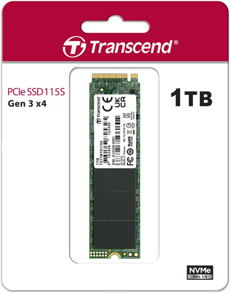 Накопитель SSD Transcend PCIe 3.0 x4 1TB TS1TMTE115S 115S M.2 2280 0.2 DWPD