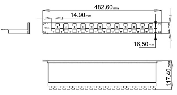 Патч-панель наборная Hyperline PPBL3-19-24S-RM 19" 1U 24xRJ45