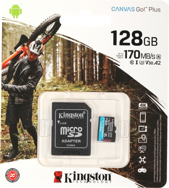 Флеш карта microSDXC 128GB Kingston SDCG3/128GB Canvas Go! Plus + adapter