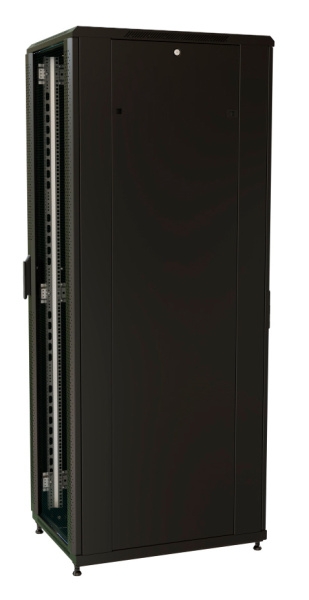 Шкаф серверный WRline (WR-TT-2261-AS-RAL9004) напольный 22U 600x1000мм пер.дв.стекл задн.дв.стал.лист 2 бок.пан. 800кг черный 910мм 81.7кг 1166мм IP20 сталь