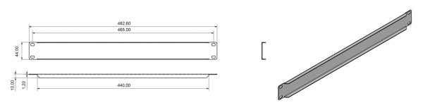 Фланш-панель Hyperline BPV-1-RAL9005 1U черный (упак.:1шт)