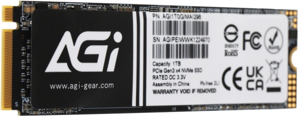 Накопитель SSD AGi PCIe 3.0 x4 1TB AGI1T0GIMAI298 AI298 M.2 2280