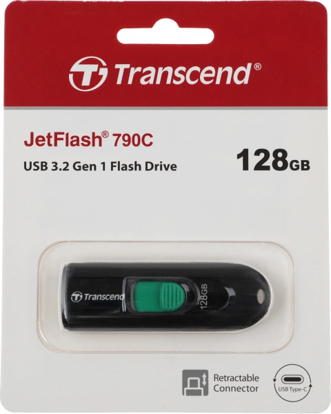 Флеш Диск Transcend 128Gb Jetflash Type-C 790С TS128GJF790C USB3.0 черный